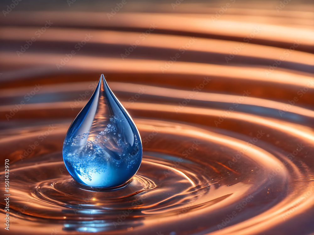 Fototapeta premium Drop of water reflecting planet Earth 