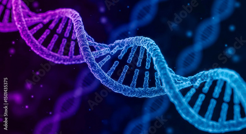 Vibrant representation of a double helix structure illustrating the intricacies of DNA at a microscopic level
