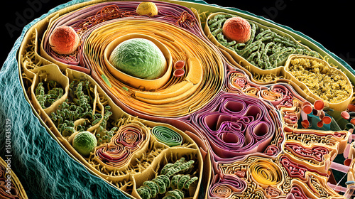 Detailed diagram of a biological human cell interior
