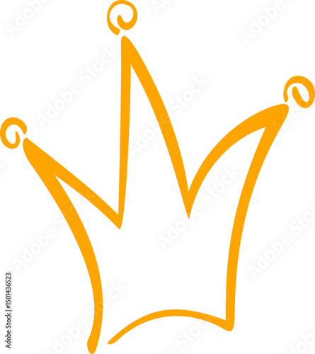 Hand-drawn style crown illustration. Line doodle for your design.