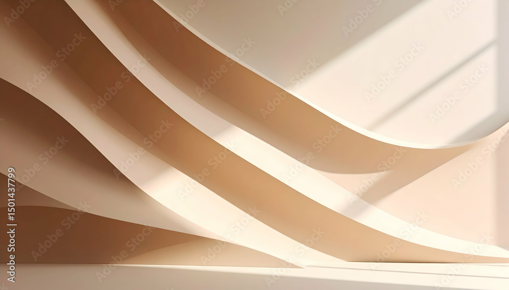 Fototapeta premium Abstract Beige and Cream Curving Background