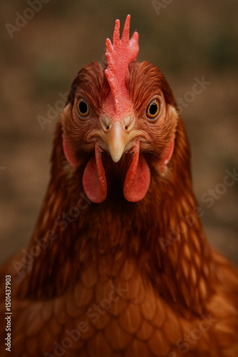 Wallpaper Mural Close-Up Portrait of Red Hen Staring Into Camera with Intense Expression on Dark Background
 Torontodigital.ca