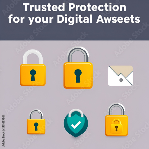 padlock icon set represents trusted protection for your digital assets. Whether browsing, shopping, or sharing, it assures users that their data is encrypted and secure.