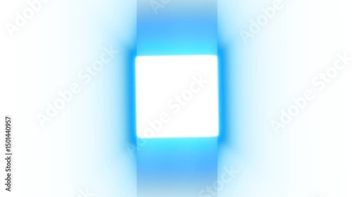 Glowing background of bright blue rays with central squares. Rotating hypnosis platform.  Intro for technical advertising, logos and corporate presentations, technology, discounts. 4k