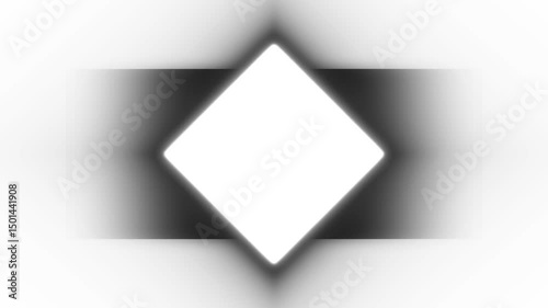 Monochrome background of rays with central squares. Rotating halftone hypnosis platform. A screensaver for technical advertising, logos and corporate presentations, technologies, and discounts. 4k