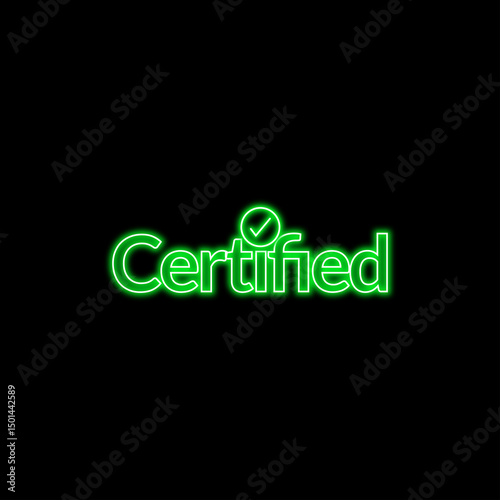 Certified text neon sign | Profile verification certified badge | certified icon