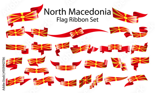 North Macedonia ribbon flag set