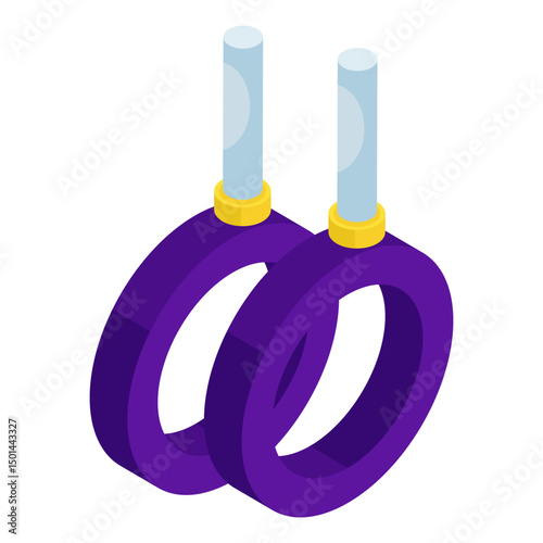 Vector design of gymnastic rings, isometric icon
