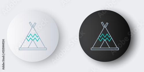 Line Traditional indian teepee or wigwam icon isolated on grey background. Indian tent. Colorful outline concept. Vector