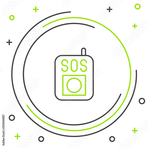 Line Press the SOS button icon isolated on white background. Colorful outline concept. Vector