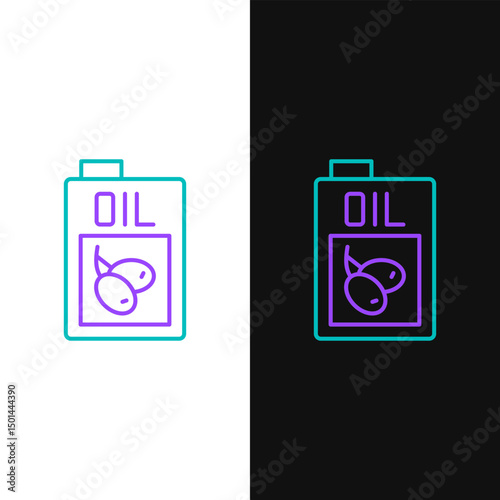 Line Bottle of olive oil icon isolated on white and black background. Jug with olive oil icon. Colorful outline concept. Vector