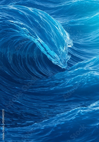 Realistic Photo of Dynamic Blue Ocean Waves with Water Texture and Motion