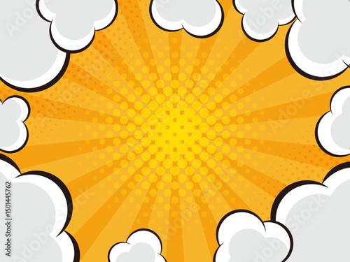 オレンジ色のポップな煙の背景素材