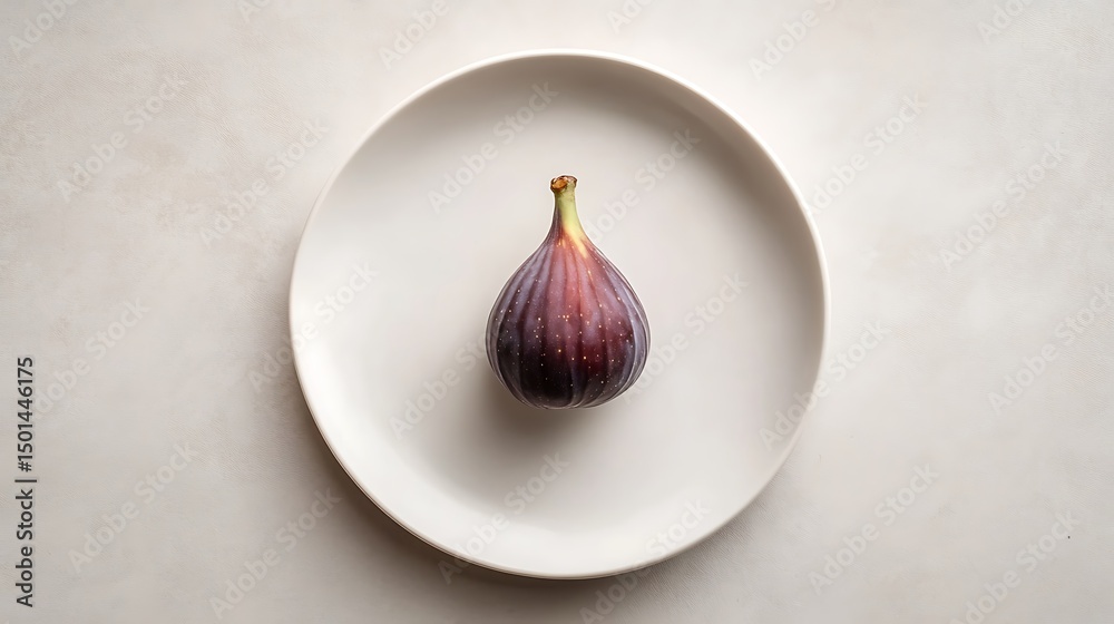 Fototapeta premium A single fig on a white plate