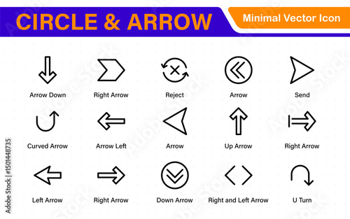 Dynamic Circle and Arrow Icon Set. A Versatile Collection for Navigation, Directional Signs, Workflow Diagrams, User Interface Design, and Infographic Enhancements