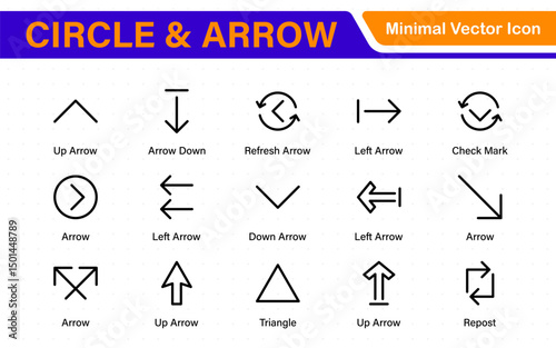 Dynamic Circle and Arrow Icon Set. A Versatile Collection for Navigation, Directional Signs, Workflow Diagrams, User Interface Design, and Infographic Enhancements