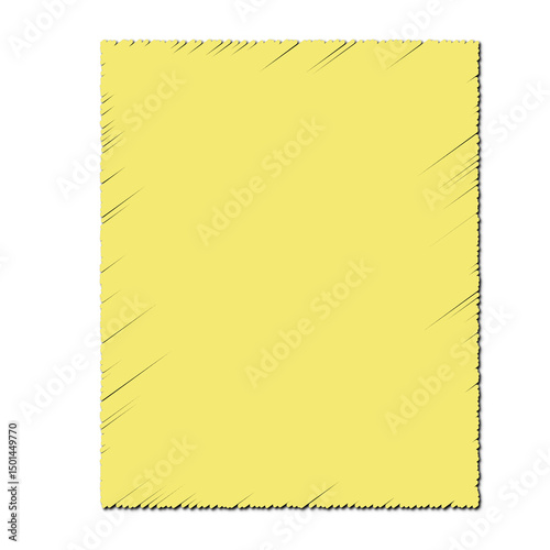 Yellow Square Paper with Rough Sketchy Border Isolated on Transparent background