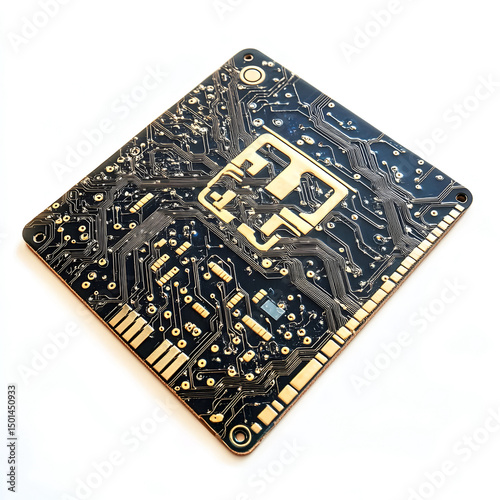Black and gold electronic circuit board