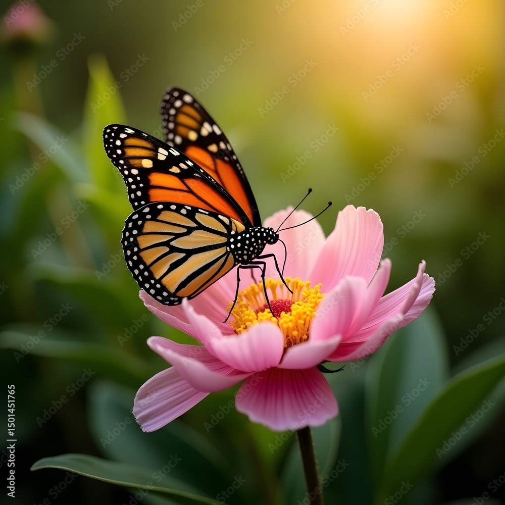 Fototapeta premium monarch butterfly on pink flower