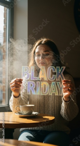 Womans coffee break Black Friday