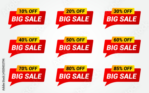 Discount Sale Banner vector template. Set of banner elements, vector offer tag collection, discount label design, sale web coupons. Promotion badge icons, retail sign collection, 
