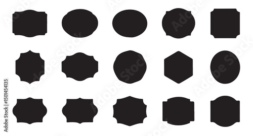 Collection of Versatile Black and White Shape Frames Perfect for Logos, Branding, and Design Projects