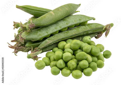 Wallpaper Mural Fresh green peas in pods and loose scattered on a clean white background for natural food styling, Png Torontodigital.ca
