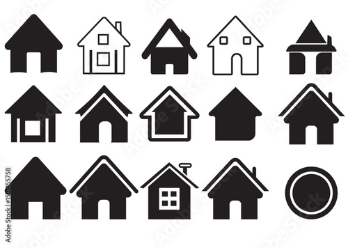Real estate home button vector and house building property icons set for residential architecture design illustration