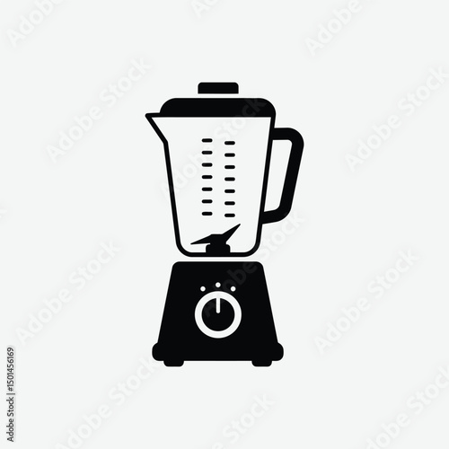 Minimalist Blender Mixer Icon – 2D Vector Black Silhouette in Flat Design on White Background