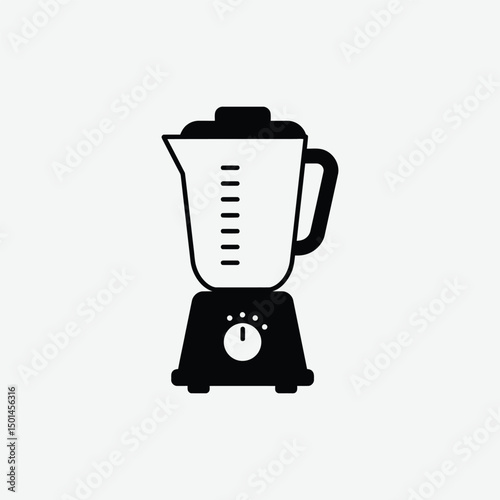Minimalist Blender Mixer Icon – 2D Vector Black Silhouette in Flat Design on White Background
