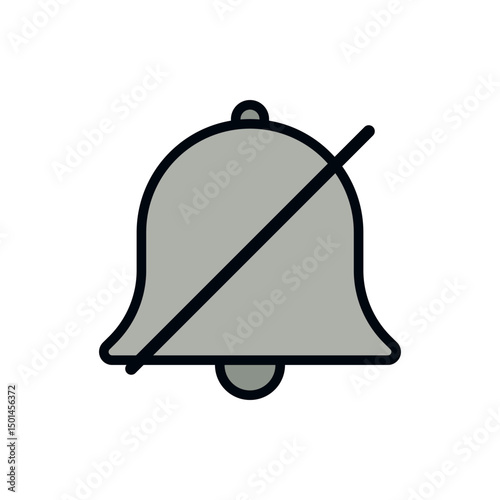 Silent alert bell symbol in flat design style with crossed-out line