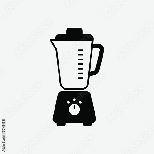 Minimalist Blender Mixer Icon – 2D Vector Black Silhouette in Flat Design on White Background