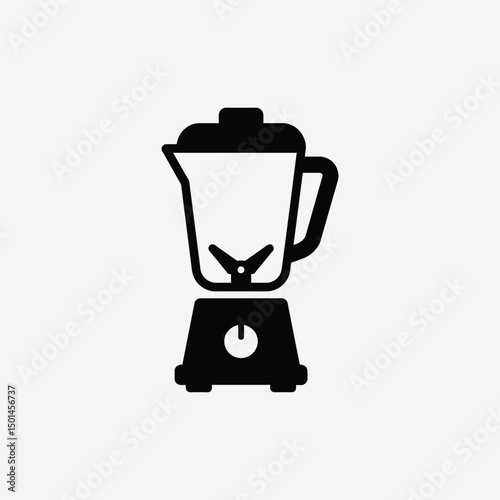 Minimalist Blender Mixer Icon – 2D Vector Black Silhouette in Flat Design on White Background