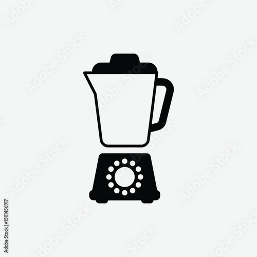 Minimalist Blender Mixer Icon – 2D Vector Black Silhouette in Flat Design on White Background