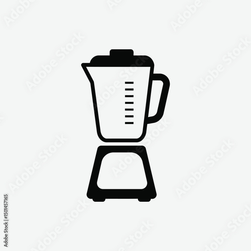 Minimalist Blender Mixer Icon – 2D Vector Black Silhouette in Flat Design on White Background