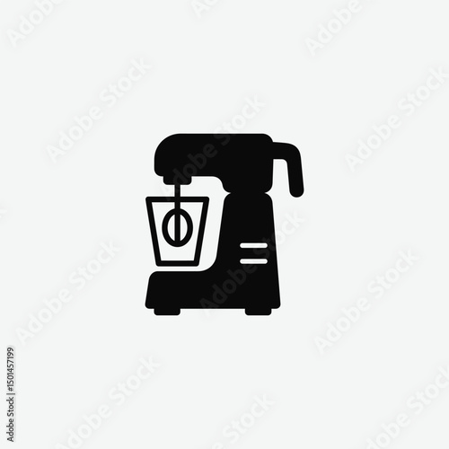 Minimalist Blender Mixer Icon – 2D Vector Black Silhouette in Flat Design on White Background
