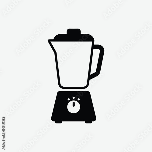 Minimalist Blender Mixer Icon – 2D Vector Black Silhouette in Flat Design on White Background
