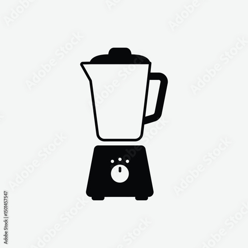 Minimalist Blender Mixer Icon – 2D Vector Black Silhouette in Flat Design on White Background