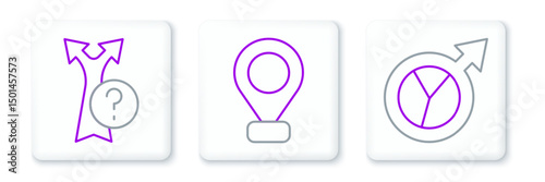 Set line Financial growth, Arrow and Location icon. Vector