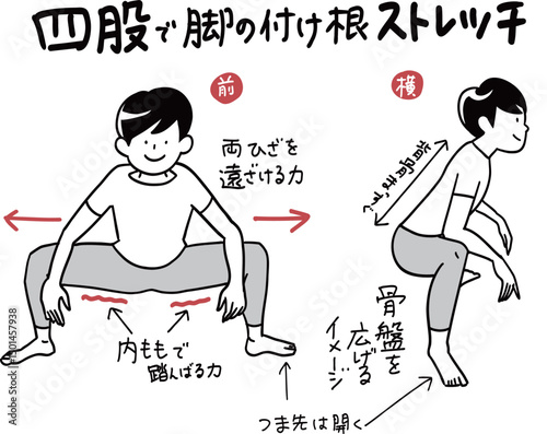 四股で足の付け根ストレッチ