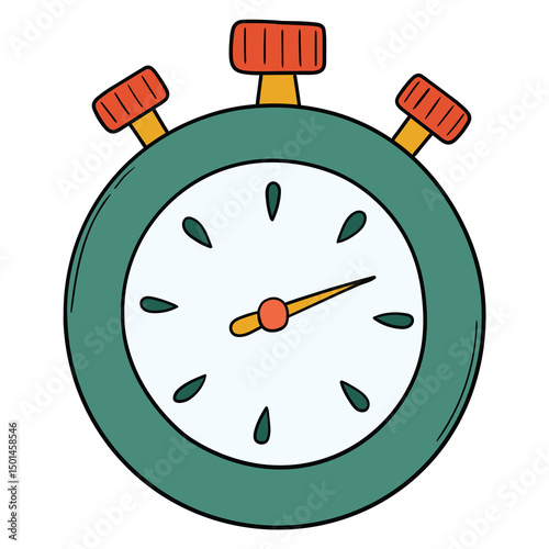 Hand drawn cartoon stopwatch on white background.