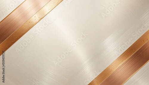 Diagonal Copper and Gold Strips on Textured Creamy White Surface