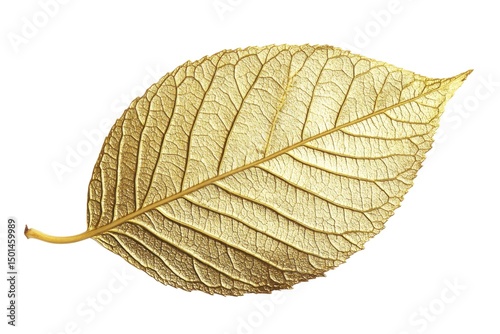 Golden leaf detail isolated on white background