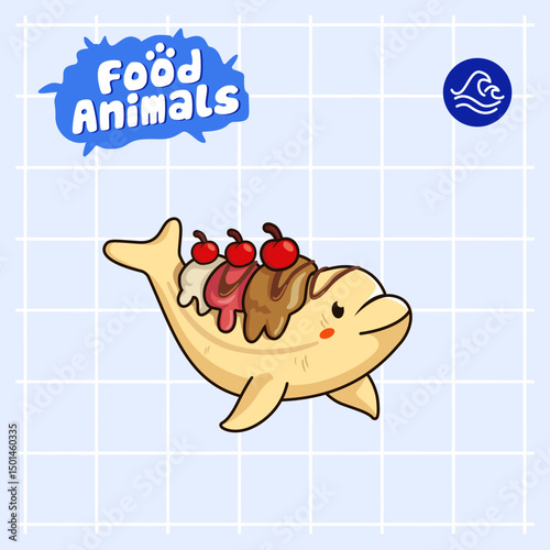 dolphin banana splits ice cream cartoon mascot logo character