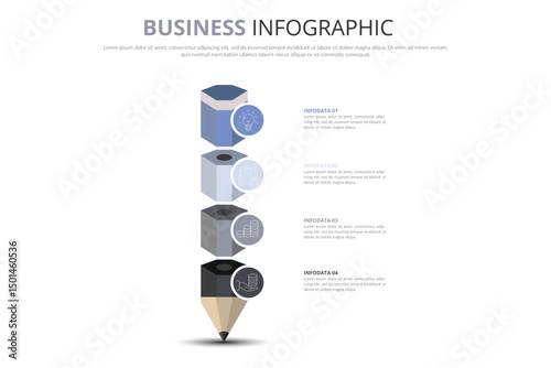 infographic Template with pencil geometric banner