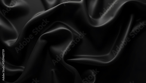 A luxurious black silk satin surface with subtle sheen, featuring a dark, elegant background that provides ample space for design