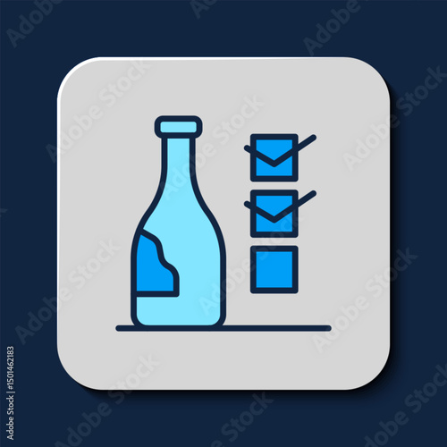 Filled outline Bottle of wine icon isolated on blue background. Vector