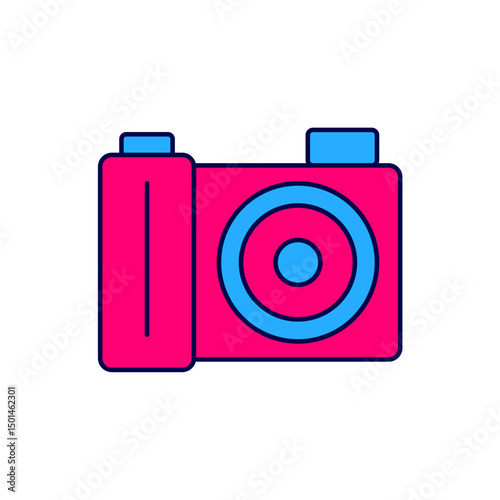 Filled outline Photo camera icon isolated on white background. Foto camera. Digital photography. Vector