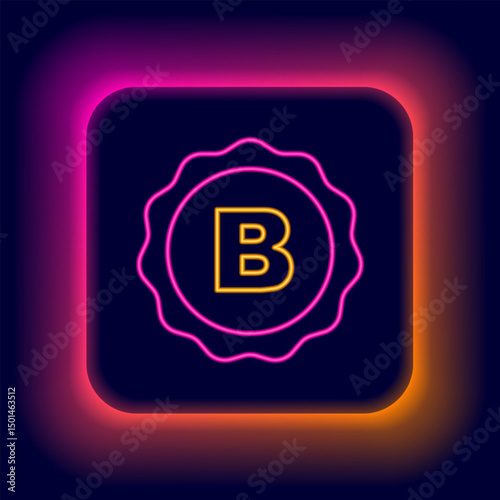 Glowing neon line Bottle cap with inscription beer icon isolated on black background. Colorful outline concept. Vector