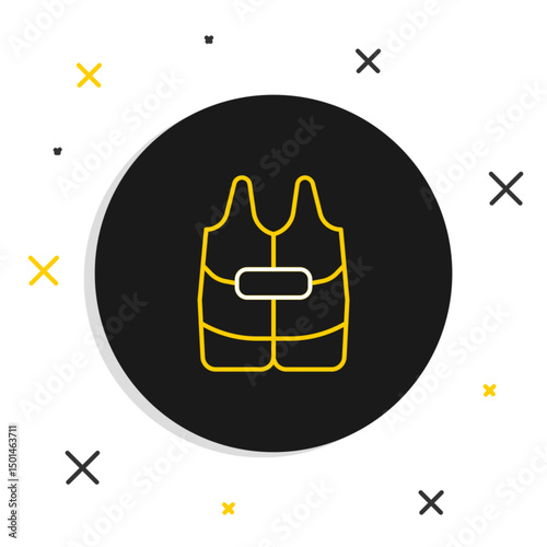 Line Life jacket icon isolated on white background. Life vest icon. Extreme sport. Sport equipment. Colorful outline concept. Vector